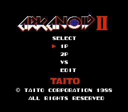 Arkanoid II Title Screen